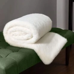 Stanza Ecru Faux Fur Throw