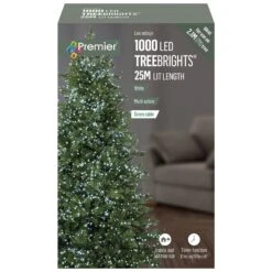 1000 Multi Action White Treebrights Green Cable LED Christmas Tree Lights