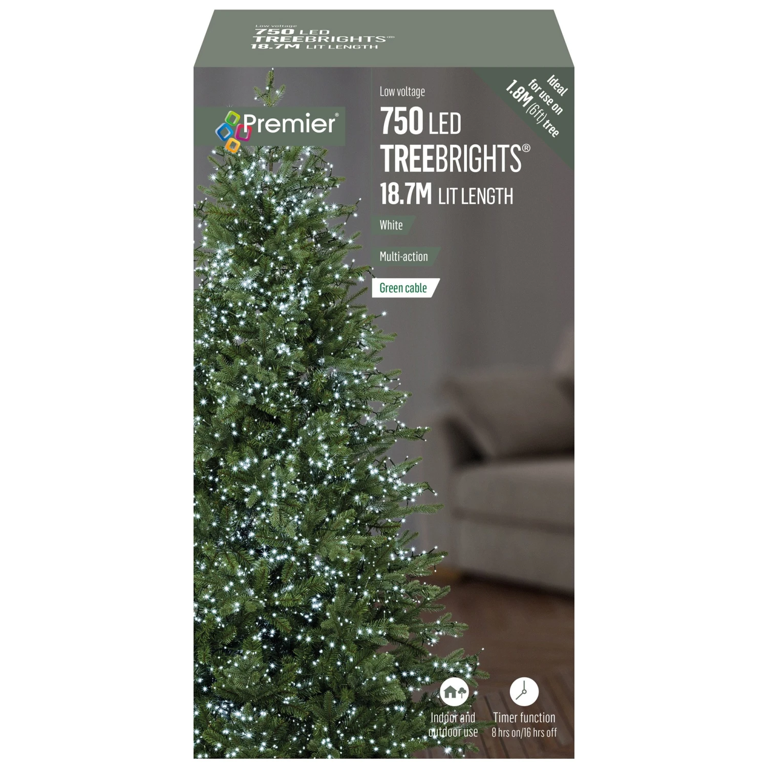 750 Multi Action White Treebrights LED Christmas Tree Lights