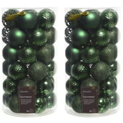 74 Pine Green Shatterproof Baubles With Assorted Finishes