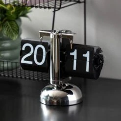 Chrome & Black Flip Table Clock
