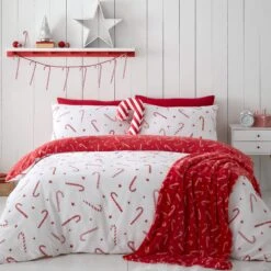 Catherine Lansfield Christmas Candy Cane Bedding Collection